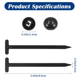 50 Pcs Nylon Universal Cable Tie Buckle, Heavy Duty Self-Locking Zip Ties Holder, Multipurpose Nylon Cable Tie Buckle for Auto Repair, Body fixing (Black)