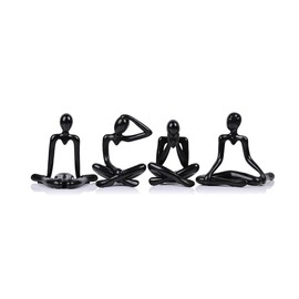 Barfeery 4 Pcs Thinkers Statue, Bookshelf Decor Black Thinkers Statue Figurines-, Abstract Art Sculptures
