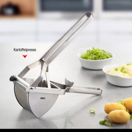 Gefu Kartoffelpresse DAS ORIGINAL - Kartoffelstampfer mit Rundlochung für feines Püree - Edelstahl, spülmaschinengeeignet