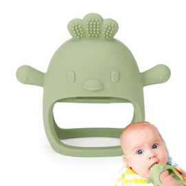 Socub Silicone Baby Teether Toys for Infants 3-6 6-12 Months, BPA Free Anti-Drop Silicone Mitten Teething Toy, Baby Chew Toys for Sucking Needs, Newborn Essentials & Baby Shower Gifts Girls(Olive)
