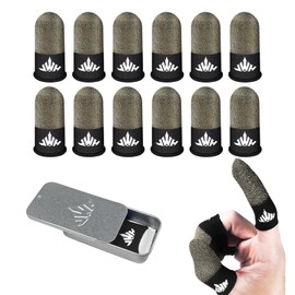 Jwh 12 Pack Mobile Phone Gaming Accessories Thumb Finger Sleeves,Storage Box,0.15 Ultra Thin Pure Silver Fiber,Silky Sensitive Tip Covers,Guantes para Dedales Dedos Gamer Profesionales Pubg Glove