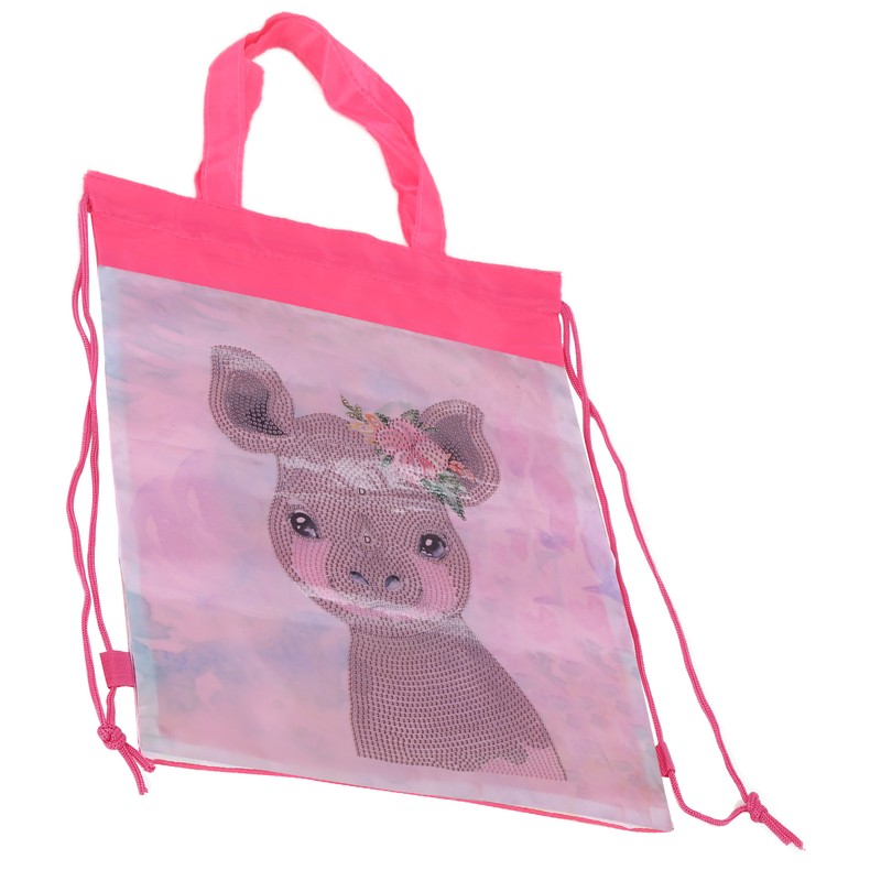Backpack Bag WearResistant Large Capacity Rhinestones Painting with Drawstring Home