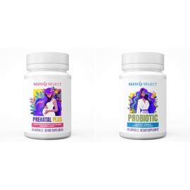 Mama's Select Mama's Select Prenatal Vitamin & Probiotic Bundle – Pregnancy Support – Aids Digestion, Baby Microbiome, MTHFR-Friendly, Vegan, No Biotin – 30 Capsules Each
