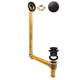 Westbrass 7931817-DC-12 22" Direct Connect 17 Gauge Brass Waste and Overflow with Tip-Toe Drain Trim, Oil Rubbed Bronze