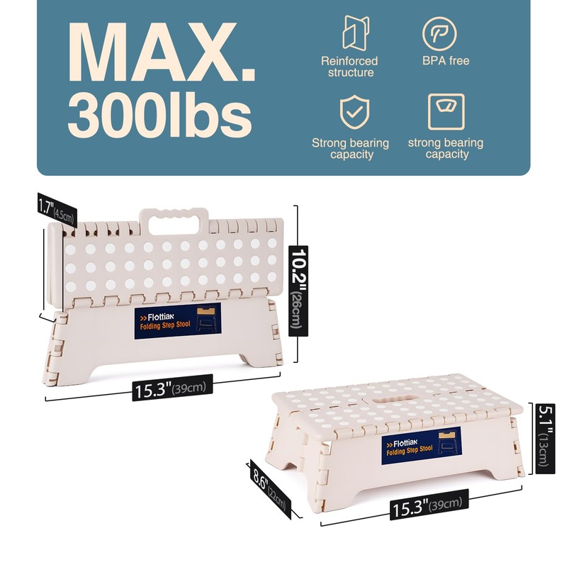 Flottian 5" Folding Step Stool for Adults and Kids 15-Inch