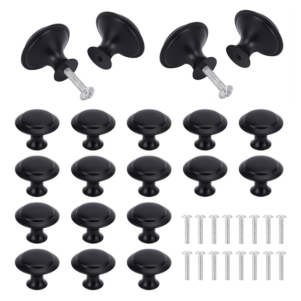 WYTNB Matted Black Cabinet Knobs Set, 16Pcs Black Cupboard Knobs,