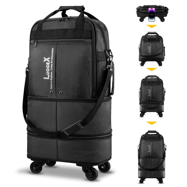 LUGGEX Collapsible Luggage with Wheels - Expandable Foldable Rolling Travel