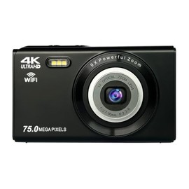 FaCLOSS Digital Camera, 3x Optical Zoom, Compact Digital Camera, 9x Zoom, 75 Megapixels, 12 Million Effective Pixels, 4K Videos, CALS Mode, Wi-Fi, 2.8 Inch IPS, Webcam, Walk Camera, Small, Lightweight