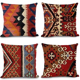 Silver & Style Kilim Throw Pillow Covers 45 X 45 cm Ethnic Asian Nordic Ortega Africa India (Set of 4)