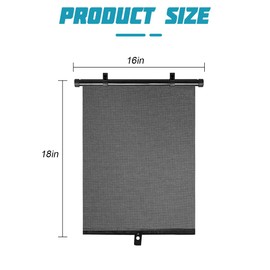 Zpana 2PCS Car Window Shades for Baby, Retractable 16"×18" Vehicle Sunshade Protection Roller with Suction Cups, Side Sun Shade Visor Glare Heat Blocker, Universal Automotive Accessories(Black)