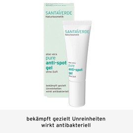 Santaverde Pure anti-spot gel, SOS care gel against spots and impurities, has an anti-inflammatory, antibacterial and regenerating, leaves skin clarified and soothed, without fragrance, vegan, 10 ml