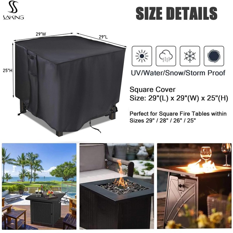 Saking Fire Pit Cover, 28 inch Firepit Covers Square Gas