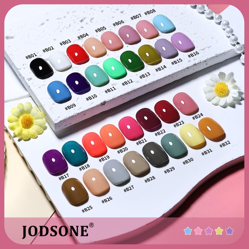 JODSONE 36 PCS Gel Nail Polish Set-32 Colors Gel Nail