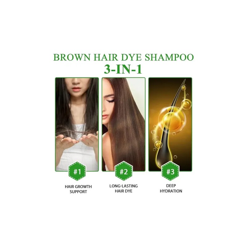 Shampoo Tinte Castaño Cubre Canas Fortalece Y Nutre 3 En