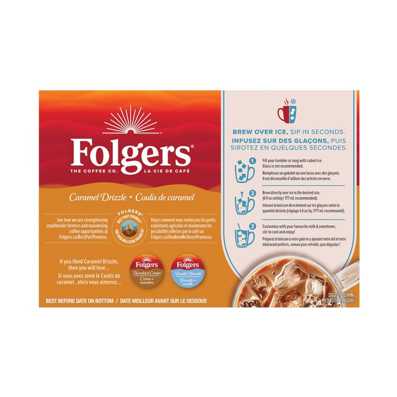 Folgers Caramel Drizzle Flavoured K-Cup Coffee Pods 12 K-Cup Pods