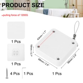 sourcing map Punch-Free 1200g Automatic Sliding Screen Door Closer, Multifunctional Storm Sensor Door Closer with Steel Drawstring for Bedroom Storm Bathroom Study Room (White Pack of 1)