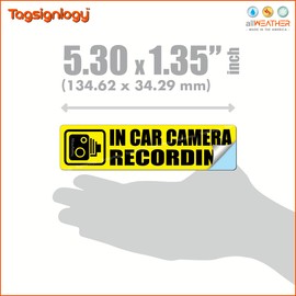 (2 pcs) In Car Camera Recording Dash Cam on Board Safety Notes for Passenger & Driver UB LY Taxi Car Service Warning Sign UV Weatherproof Waterproof Vinyl Stickers (Yellow)