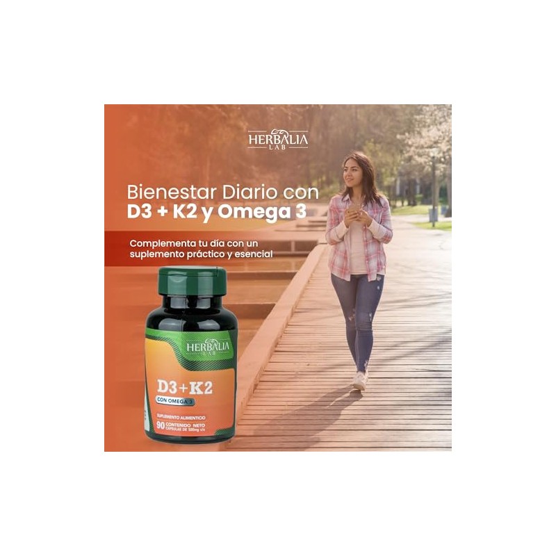 Vitamina D3 + K2 con Omega 3 - Apoyo Óseo,