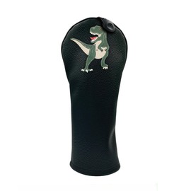 Dinosaur PU Leather Golf Club Covers Driver Headcovers Fairway Woods Hybrid Protector with Interchangeable Number Tag(T Rex,Hybrid)