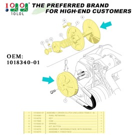 10L0L Secondary Driven Clutch 101834001 5701 Replacement for Club Car DS & Precedent 4-Cycle Gas Golf Cart 1997-2018, Carryall Turf XRT 1997-up, Pioneer 2001-2004