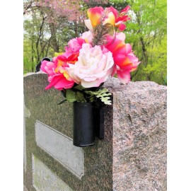 Small headstone vase for permanent mounting