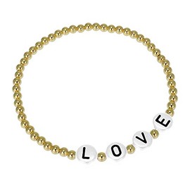 Anela Love White Beaded Bracelet, 14kt Gold Filled Beaded, Stretch and Stackable, Hand Made in USA