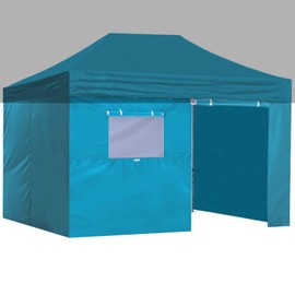 Eurmax USA Full Zippered Walls for 10 x 15 Easy Pop Up Canopy Tent,Enclosure Sidewall Kit with Roller Up Mesh Window and Door 4 Walls ONLY,NOT Including Frame and Top（Turquoise）