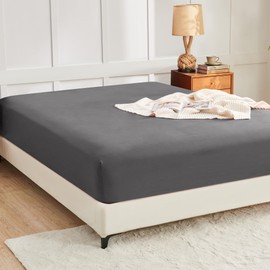 LINENOVA Queen Fitted Sheet – Ultra Soft 1800TC Double Brushed Microfiber, Deep Pocket Fits Mattresses up to 40cm – 1 Piece - Dark Gray