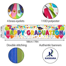 Graduation Banner - Graduation Decorations for Prom - Congratulations Banner - Congratulations Decorations - Well Done Banner - We are so Proud of You banner - 180 x 40cm (White)