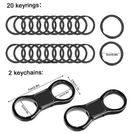 Tikplus Key Ring, Key Clip with Key Ring, Metal Keychain Organiser, Carabiner Key Holder, Car Key Ring Closure, Key Ring, black, S