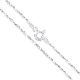 Rosemarie's Religious Gifts Women's Made In Italy Dainty Sterling Silver Serpentine Chain And Stunning Crystal Rhinestone Christian Cross Necklace Pendant, 18"