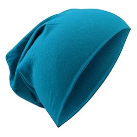 Miobo Children's Slouch Beanie Hat, Cotton, Plain Colour, turquoise