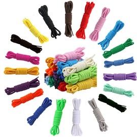 Bkrdty Round Shoelaces 20 Pairs Coloured Shoelaces 0.5 cm 1 m Tear-Resistant Round Laces for Sports Shoes Boots Trainers Trekking Shoes and Work Shoes, multicoloured