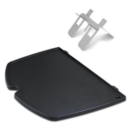 Grisun 6558 Cast Iron Griddle for Weber Q1000 Q1200 Q1400 Q100 Q120 Q140 Series Grill, Matte Cast Iron Cooking Griddle Grill Parts Accessories, 12.6 x 8.6 Inches