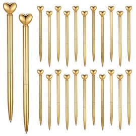 Wanmu 40 Pcs Heart Pens, Hearts Shaped Retractable Metal Cute Pens 1.0 mm Black Ink Novelty Pen Gold Slim Ballpoint for Valentine's Day Students Teachers Employees Gifts Office School Supplies