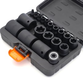 External Torx Plus 19pc Socket Set, 6 Point EP Socket with 1/2'' 3/8'' 1/4'' Drive EP4 EP5 EP6 EP7 EP8 EP10 EP11 EP12 EP14 EP16 EP18 EP20 EP22 EP24 EP26 EP28 EP30 EP32