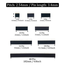 ARCELI 120pcs 2.54mm Straight Single Row PCB Board Pin Female Connection Head Connector Assortment Kit for Arduino Prototype Shield (Single Row)