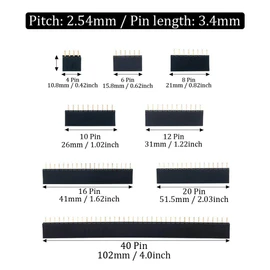 ARCELI 120pcs 2.54mm Straight Single Row PCB Board Pin Female Connection Head Connector Assortment Kit for Arduino Prototype Shield (Single Row)