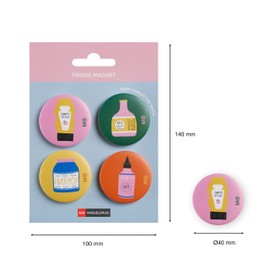 Miquelrius - Foodie Lovers Collection Fridge Magnets Set of 4 Round Magnets Coated Sheet Metal Small Magnets Diameter 40 mm