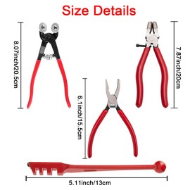4Pcs Glass Cutting Tool Kit, Including Wheeled Glass Tile Nipper, Glass Running Pliers, Glass Breaking Pliers and Glass Cutter for Stained Glass, Tile, Mosaic Cutting