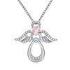 JiaYangJY Silver Guardian Angel Necklace 18K White Gold Plated Heart
