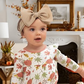 ONENINEDREAM Thanksgiving Turkey Baby Headbands Turkey Hat White Baby Bows for Girls Newborn Toddler Headbands Hair Bows Thanksgiving Hair Accessories