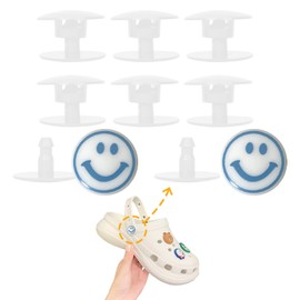 KOTESLLOE 8 Sets Replacement Rivets for Croc, Replacement Parts for Croc, Accessories Help You Repair Instead Replace a New Pair of Croc, Rivets for Croc Strap Replacement, White Smile