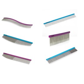 PurePet Dog Cat Grooming Combs Contour Custom Coat Fur Finishing Shape Fluff Style Primp - Full Set - All 6 Combs