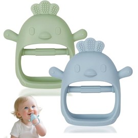 Mordedera de Pollo,Mordedera de Silicona para Bebé 2 en 1 Diseño de Pollo y Guante - Juguete para Dentición 0-6 Meses, Alivio de Encías, Agarre Fácil, Libre de BPA, Ideal para Regalo, Fácil de Limpiar