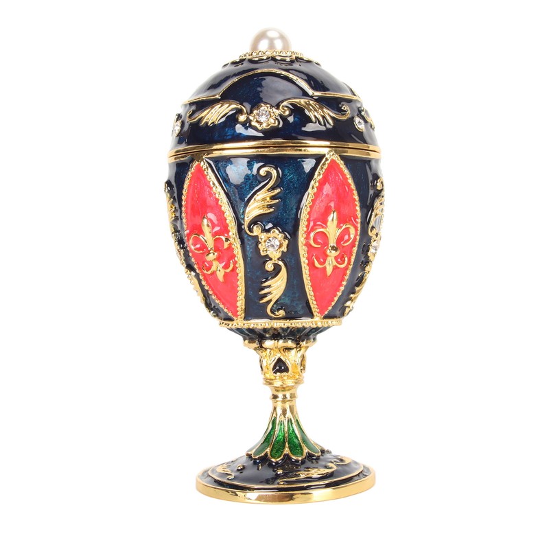 Egg Shaped Trinket Boxes Rhinestones Inlay Hand Painted Enamel Delicate