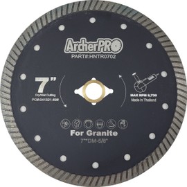 Archer PRO .7" Narrow Turbo Rim Diamond Blades for Cutting Granite, Stone, Masonry, Counter-top slabs. 9 sizes from 4 inch to 14 in.
