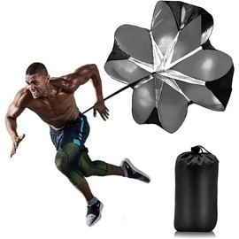 Running Speed , 56 inch Speed Drills Resistance Parachute Running Sprint Chute Soccer Football  Speed - Color: Black