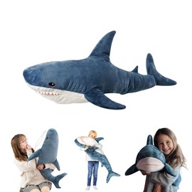 TONGMAN 40-inch Plush Shark Toy Pillow, Super Soft and Cute Plush Shark Toys, Shark Cushion Pillow Shark Plush Stuffed Animal Sharks Children’s Boys and Girls Room Decoration Bedtime Gift (Blue)