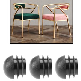 VGOL 36Pcs Plastic Tube Insert Plug Round End Plugs Tube Domed Inserts End Caps Stoppers Furniture Accessories for Chairs Table Legs 25mm Black